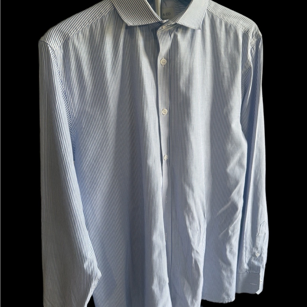 Elegant Blue Striped Dress Shirt